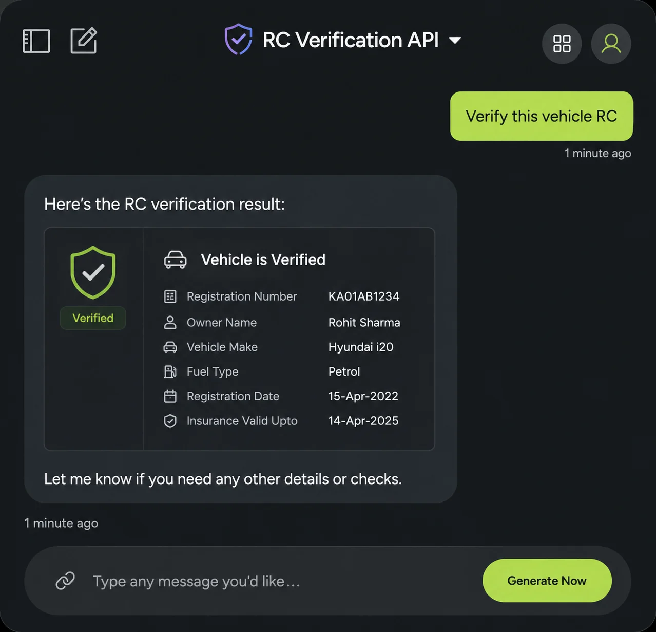 RC Verification API