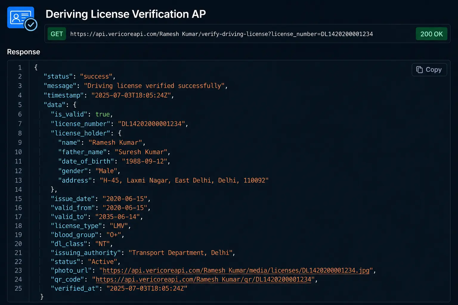 Driving License Verification API